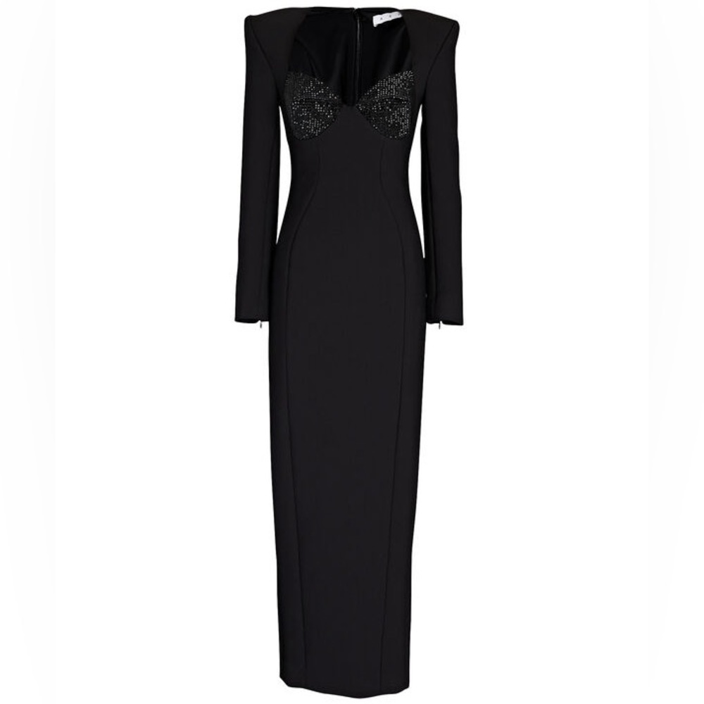 AREA Crystal Embellished Maxi Dress